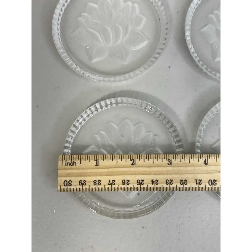 6 Genuine LEAD CRYSTAL COASTERS Floral WEST GERMANY 3 1/4 Diameter New Old Stock